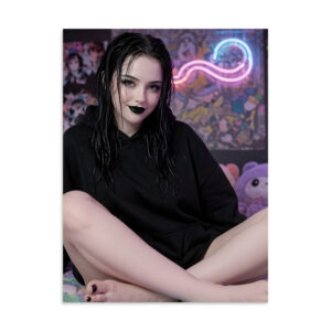 Crimson Lip Goth Pinup Poster Print